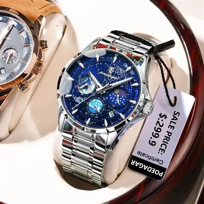 Fir ócáideach Poedagar féachaint ar wrist wrist uiscedhíonach dáta luminous uairead